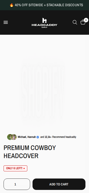 Mobile product page with stock urgency